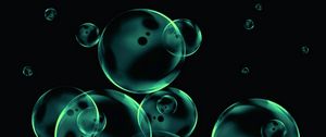 Preview wallpaper bubbles, round, transparent, dark background, abstraction