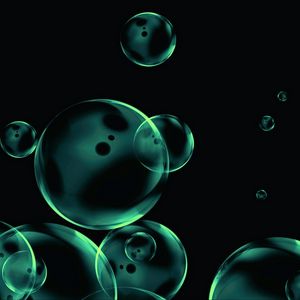 Preview wallpaper bubbles, round, transparent, dark background, abstraction