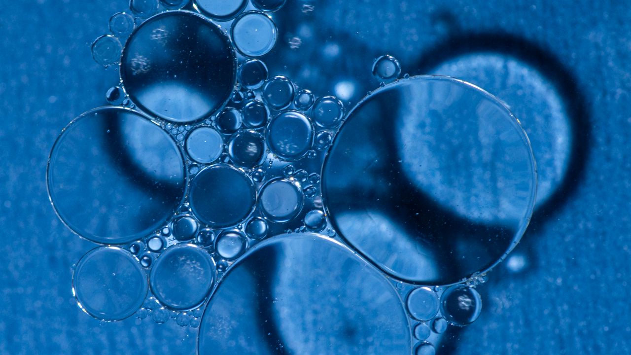 Wallpaper bubbles, water, blue