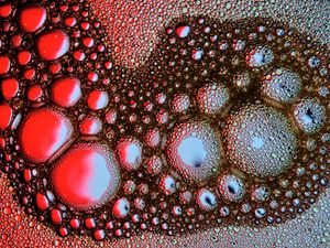 Preview wallpaper bubbles, water, foam, red