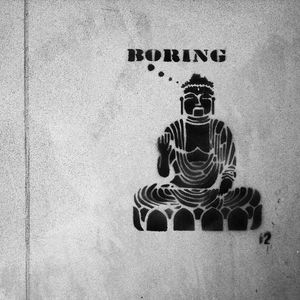 Preview wallpaper buddha, buddhism, boring, graffiti, inscription, bw