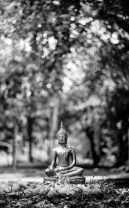 Preview wallpaper buddha, figurine, bw