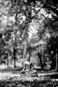 Preview wallpaper buddha, figurine, bw