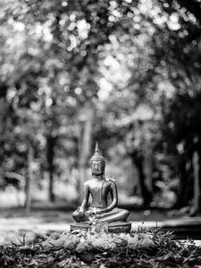 Preview wallpaper buddha, figurine, bw