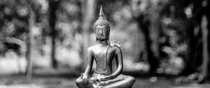 Preview wallpaper buddha, figurine, bw