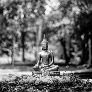 Preview wallpaper buddha, figurine, bw