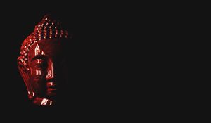 Preview wallpaper buddha, figurine, head, dark, red, black