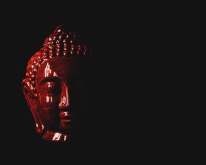 Preview wallpaper buddha, figurine, head, dark, red, black