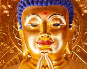 Preview wallpaper buddha, statue, gold, buddhism