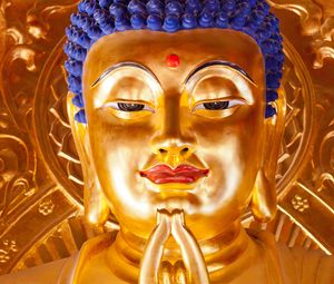 Preview wallpaper buddha, statue, gold, buddhism