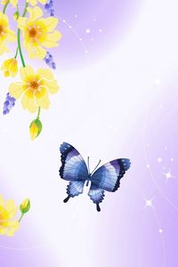 Preview wallpaper buds, flowers, glitter, butterfly, nature, plants