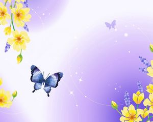 Preview wallpaper buds, flowers, glitter, butterfly, nature, plants