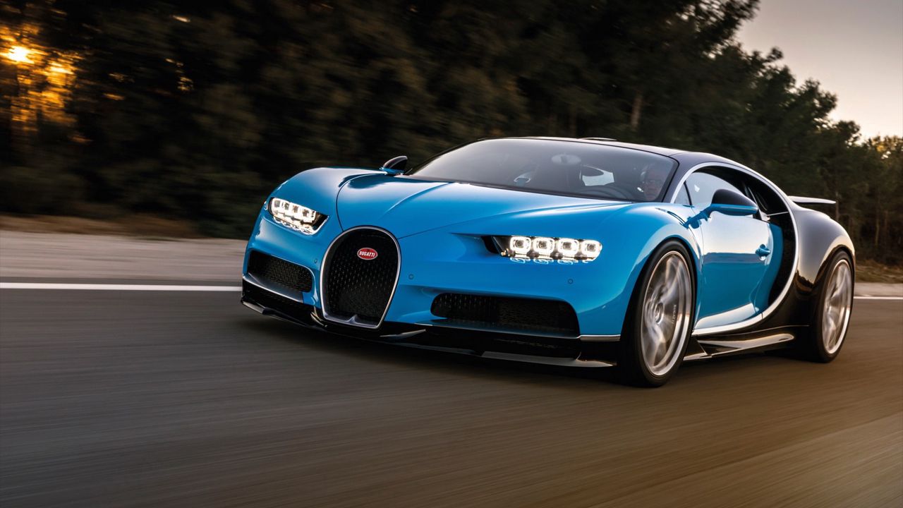 Wallpaper bugatti, chiron, blue, side view