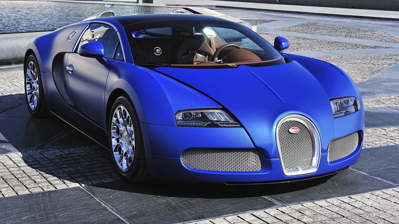 Wallpaper bugatti, veyron, blue, front view, supercar