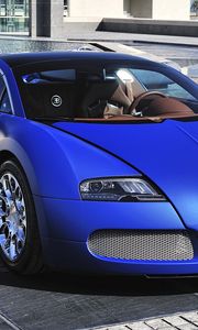 Preview wallpaper bugatti, veyron, blue, front view, supercar