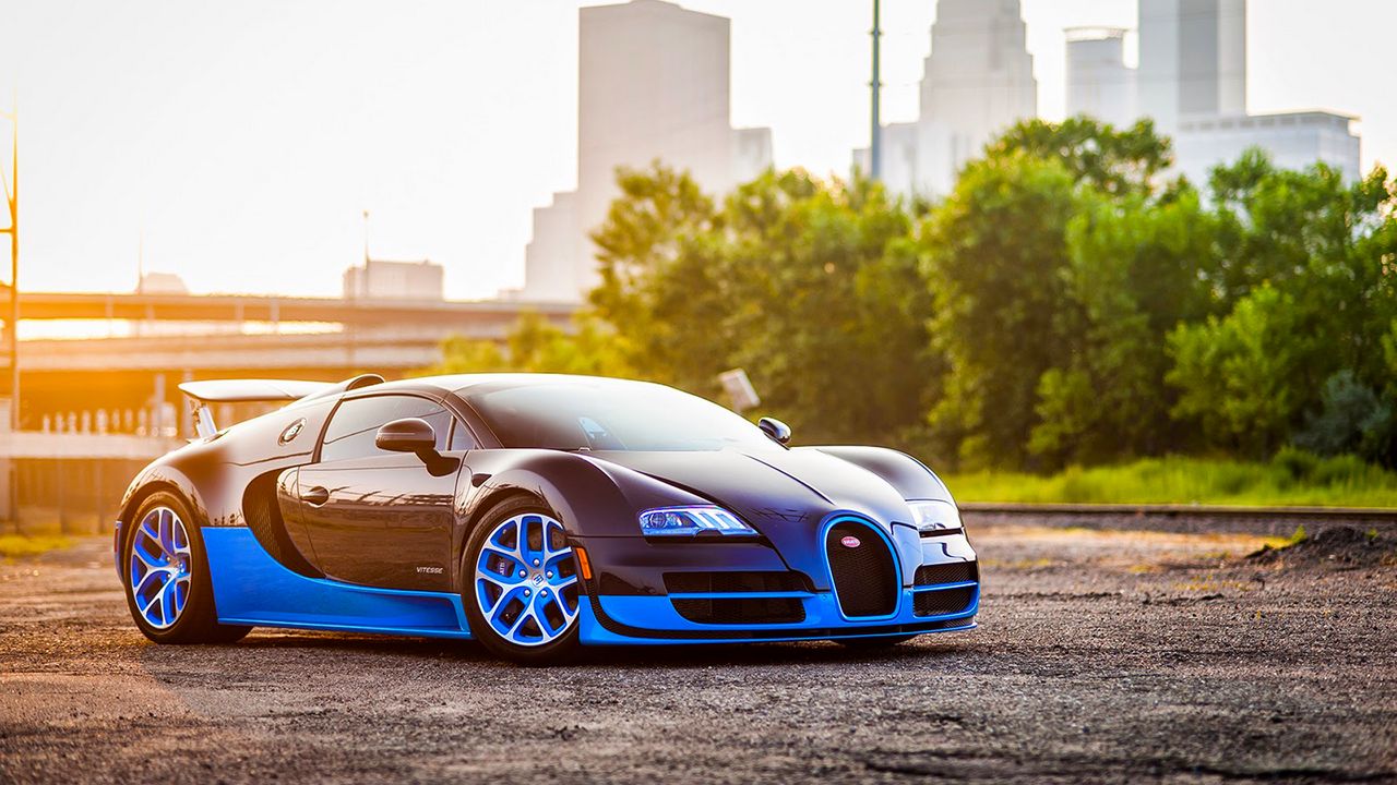 Wallpaper bugatti, veyron, grand, blue, side view