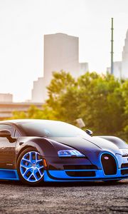 Preview wallpaper bugatti, veyron, grand, blue, side view