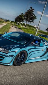 Preview wallpaper bugatti, veyron, super, sport, saphir bleu, supercar