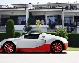 Preview wallpaper bugatti veyron supercar, white, red, hotel, bugatti