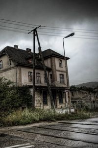 Preview wallpaper building, abandoned, grass, overcast, hdr