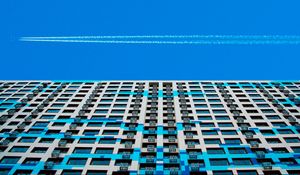 Preview wallpaper building, aircraft, flight, minimalism