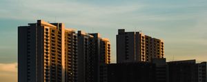 Preview wallpaper building, apartment, architecture, sunset, sky