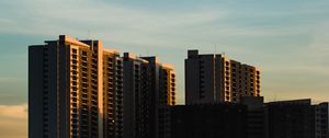 Preview wallpaper building, apartment, architecture, sunset, sky