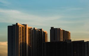 Preview wallpaper building, apartment, architecture, sunset, sky