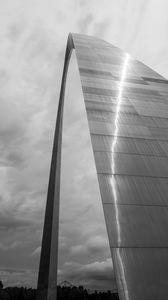 Preview wallpaper building, arch, metal, clouds, sky, bw