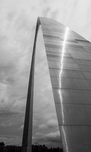 Preview wallpaper building, arch, metal, clouds, sky, bw