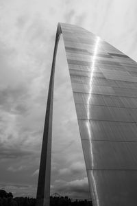Preview wallpaper building, arch, metal, clouds, sky, bw