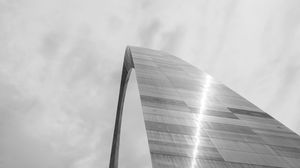 Preview wallpaper building, arch, metal, clouds, sky, bw