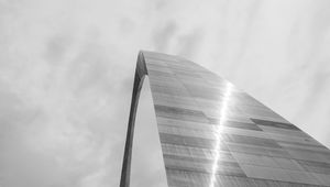 Preview wallpaper building, arch, metal, clouds, sky, bw