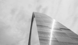Preview wallpaper building, arch, metal, clouds, sky, bw