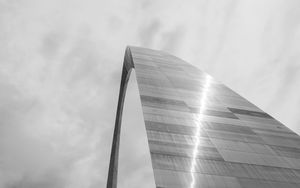 Preview wallpaper building, arch, metal, clouds, sky, bw