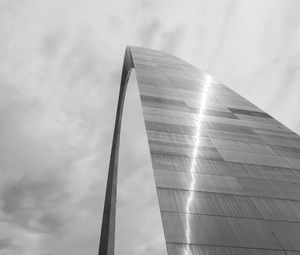 Preview wallpaper building, arch, metal, clouds, sky, bw