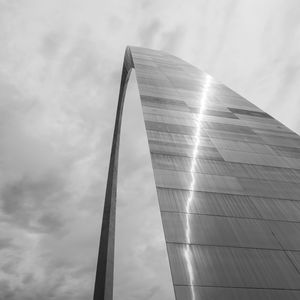Preview wallpaper building, arch, metal, clouds, sky, bw