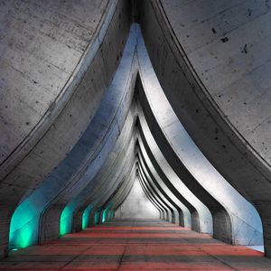 Preview wallpaper building, arches, glow, architecture