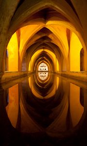 Preview wallpaper building, arches, water, reflection