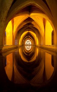 Preview wallpaper building, arches, water, reflection