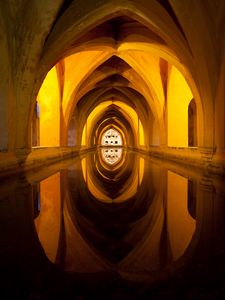 Preview wallpaper building, arches, water, reflection