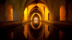 Preview wallpaper building, arches, water, reflection