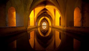 Preview wallpaper building, arches, water, reflection