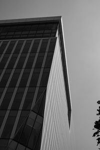 Preview wallpaper building, architecture, angle, tree, leaves, bw