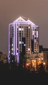 Preview wallpaper building, architecture, backlight, night, dark