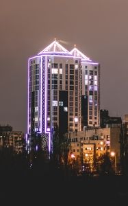 Preview wallpaper building, architecture, backlight, night, dark