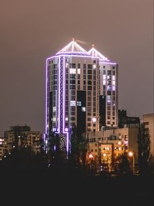 Preview wallpaper building, architecture, backlight, night, dark