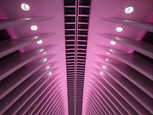 Preview wallpaper building, architecture, backlight, modern, purple