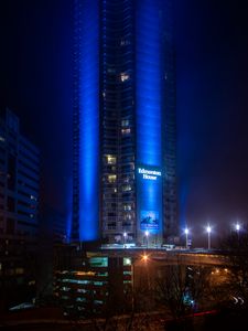 Preview wallpaper building, architecture, backlight, blue, night, dark