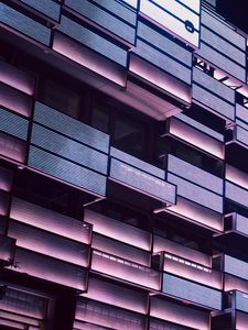 Preview wallpaper building, architecture, balconies, lighting